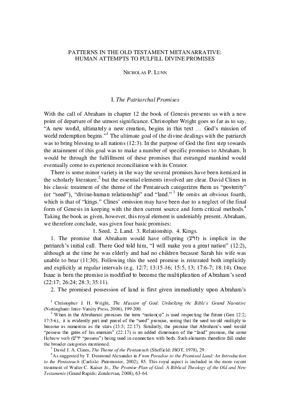 (PDF) PATTERNS IN THE OLD TESTAMENT METANARRATIVE: HUMAN ATTEMPTS TO ...