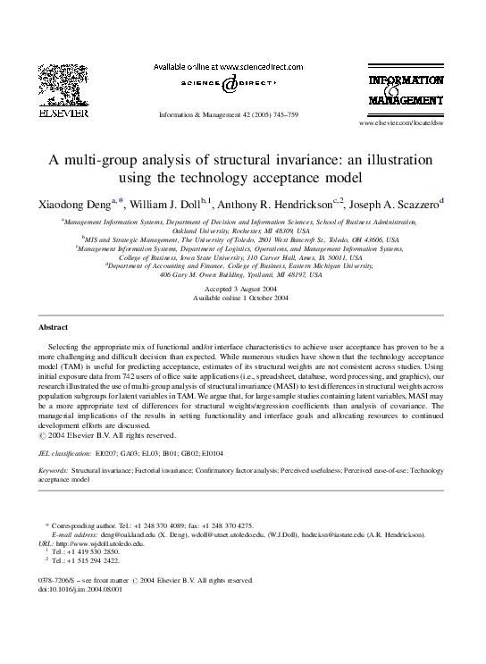 (PDF) A multigroup analysis of structural invariance an illustration