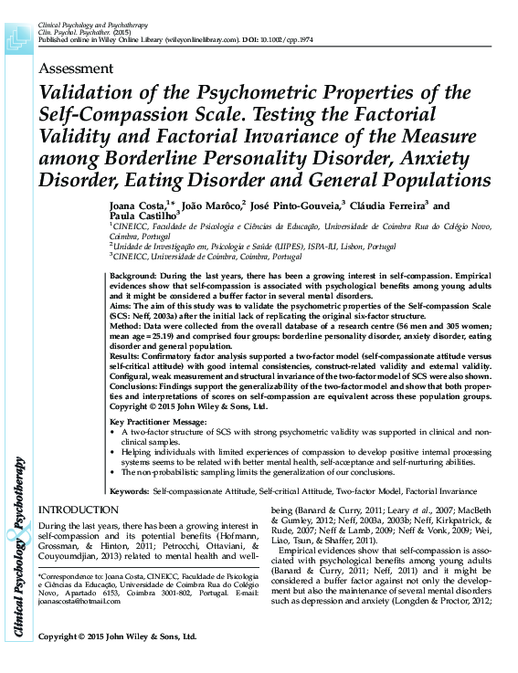 (PDF) Validation of the Psychometric Properties of the Self-Compassion ...