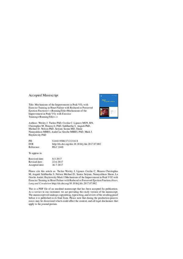  pdf mechanisms of the improvement in peak vo2 with exercise training