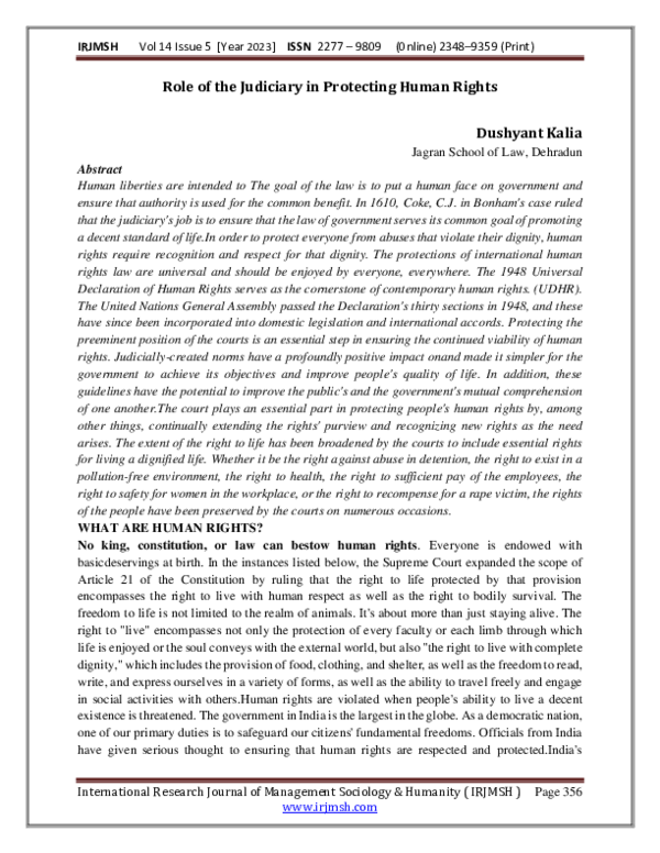 (PDF) Role of the Judiciary in Protecting Human Rights