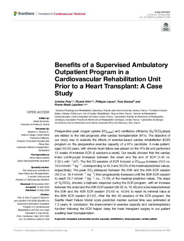 (PDF) Benefits of a Supervised Ambulatory Outpatient Program in a ...