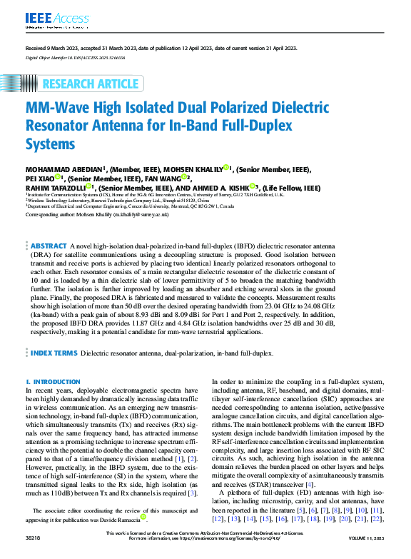 (PDF) MM-Wave High Isolated Dual Polarized Dielectric Resonator Antenna ...