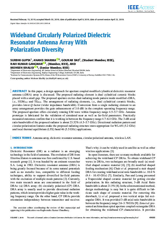 (PDF) Wideband circularly polarized dielectric resonator antenna for ...