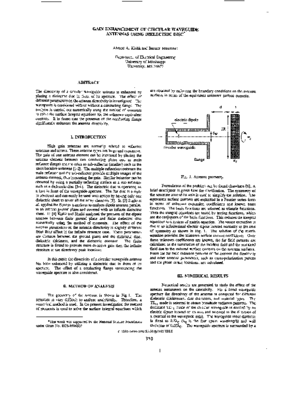 (PDF) Gain enhancement of circular waveguide antennas using dielectric disc
