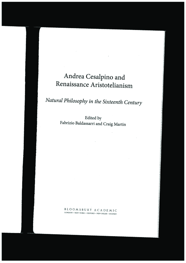 (PDF) First Page of Philosophy, Medicine, and Humanism in Cesalpino’s ...