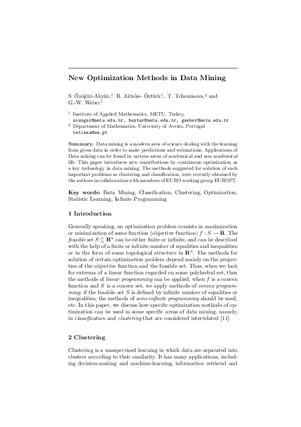 (PDF) New Optimization Methods in Data Mining