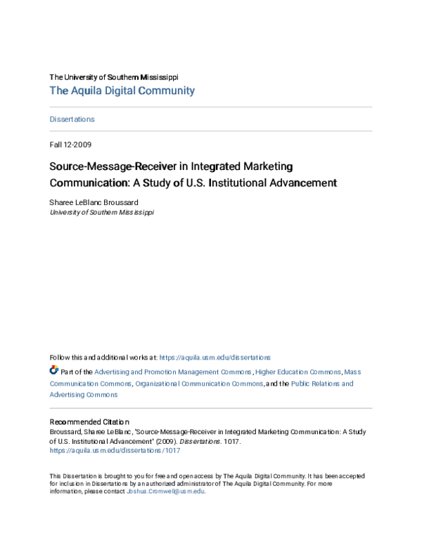 (PDF) Source-Message-Receiver in Integrated Marketing Communication: A ...
