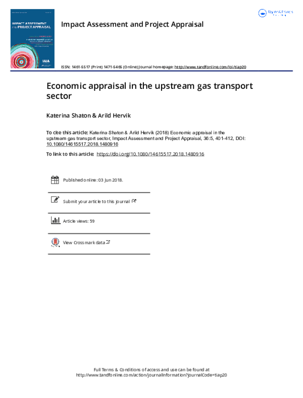 (PDF) Economic appraisal in the upstream gas transport sector