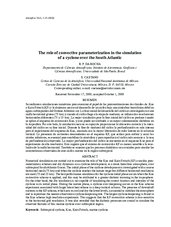 (PDF) The role of convective parameterization in the simulation of a ...