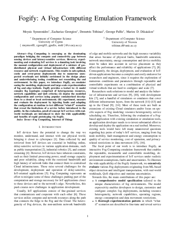 (PDF) Fogify: A Fog Computing Emulation Framework