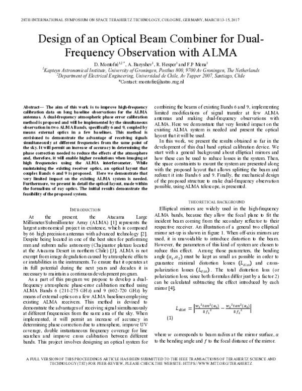 (PDF) Design of an optical beam combiner for dual-frequency observation ...