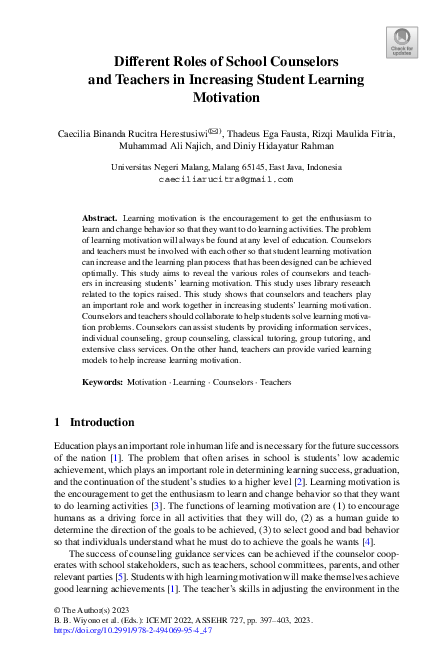 (PDF) Different Roles of School Counselors and Teachers in Increasing ...