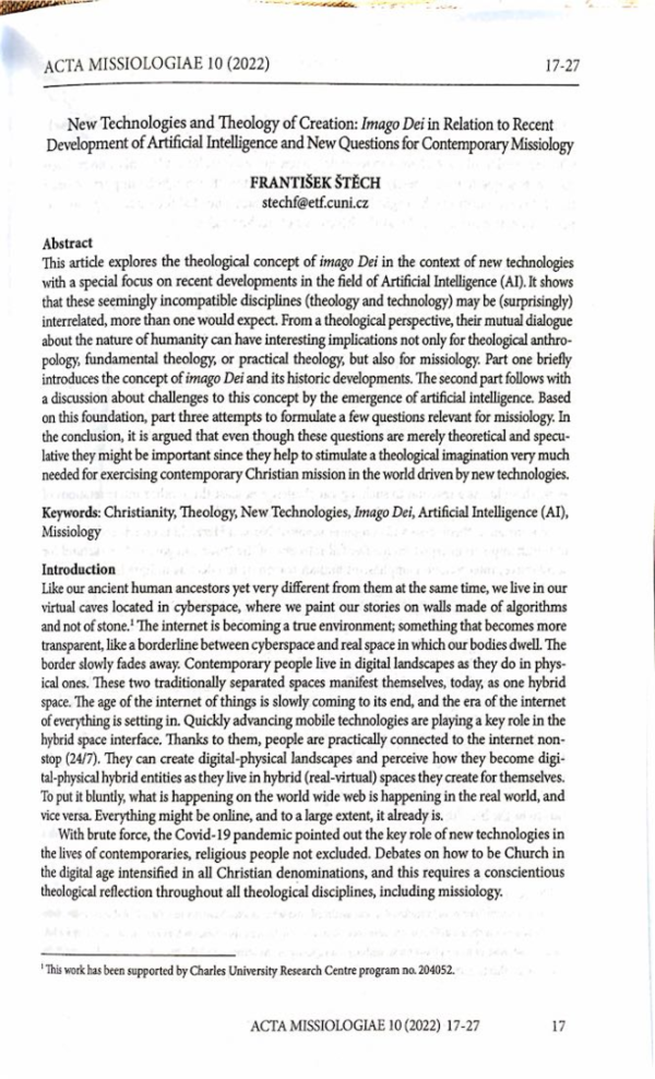 (PDF) New Technologies and Theology of Creation: Imago Dei in Relation ...