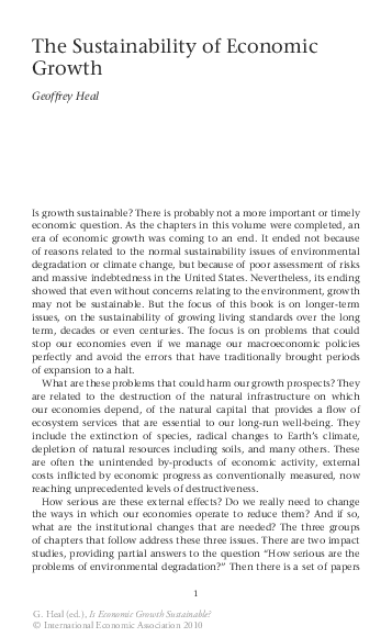 (PDF) The Sustainability of Economic Growth