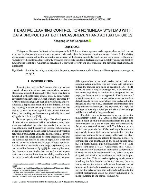 (PDF) Iterative Learning Control for Nonlinear Systems: A Bounded-Error ...