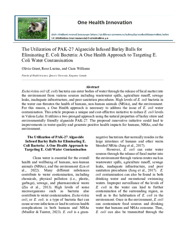 (PDF) The Utilization of PAK-27 Algaecide Infused Barley Balls for ...