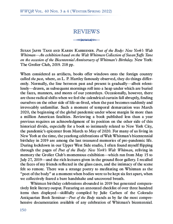(PDF) Susan Jaffe Tane and Karen Karbiner, Poet of the Body: New York’s ...