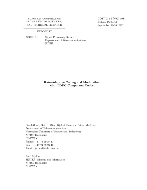 (PDF) Rate-Adaptive Coding and Modulation with LDPC Component Codes