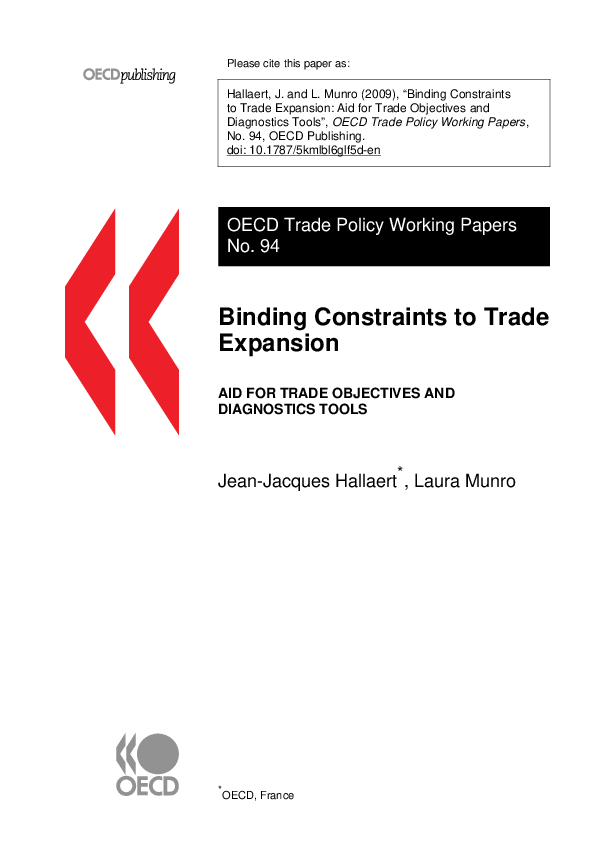 (PDF) Binding Constraints to Trade Expansion: Aid for Trade Objectives ...