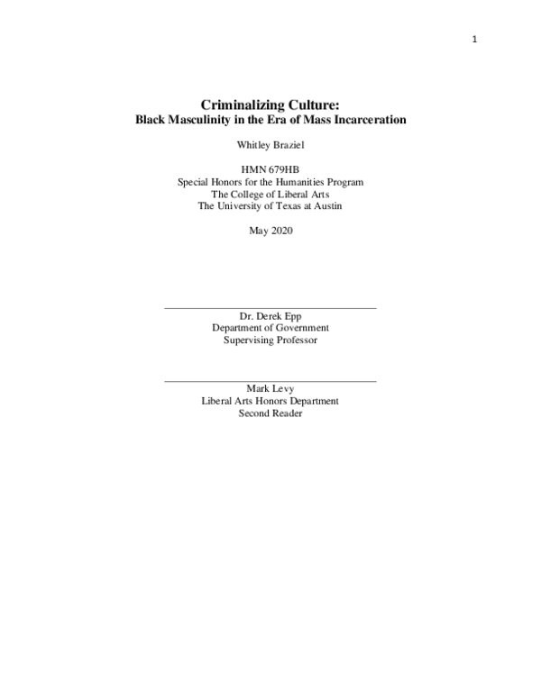 (PDF) Criminalizing Culture: Black Masculinity in the Era of Mass ...