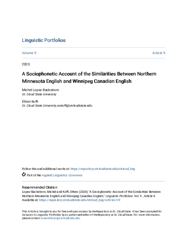 (PDF) A Sociophonetic Account of the Similarities Between Northern ...