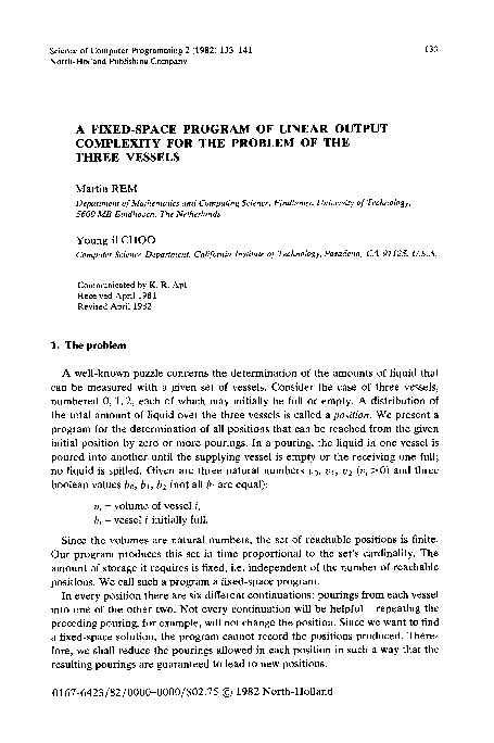 (PDF) A fixed-space program of linear output complexity for the problem ...