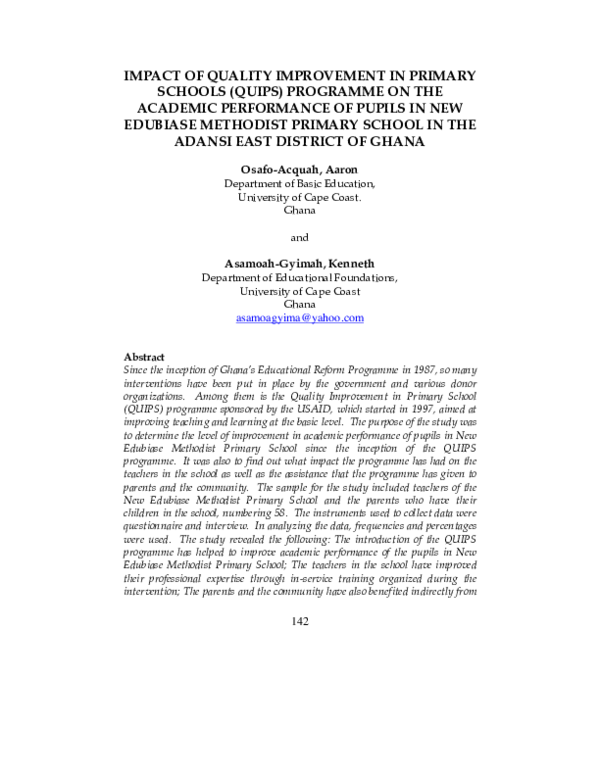 (PDF) Impact of Quality Improvement in Primary Schools (QUIPS ...