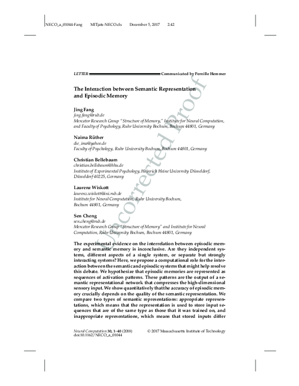 (PDF) The Interaction between Semantic Representation and Episodic Memory