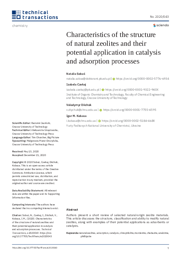 (PDF) Characteristics of the structure of natural zeolites and their ...