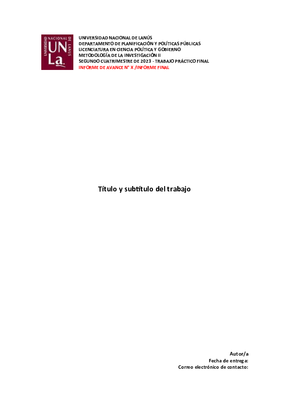 (PDF) Guia formato TP Final Met II UNLa 2023