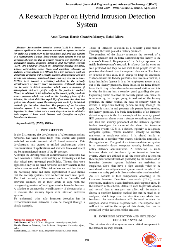 (PDF) A Research Paper on Hybrid Intrusion Detection System