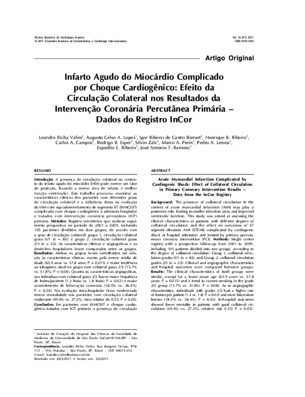 (PDF) Infarto agudo do miocárdio complicado por choque cardiogênico ...