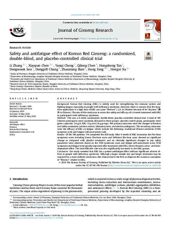 (PDF) Safety and antifatigue effect of Korean Red Ginseng: a randomized ...