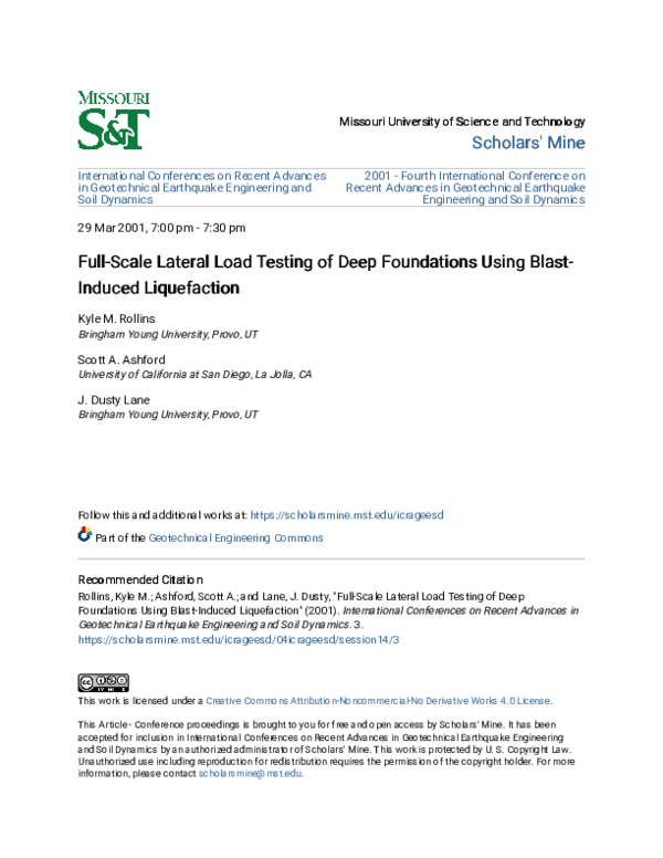 (PDF) Full-Scale Lateral Load Testing of Deep Foundations Using Blast ...