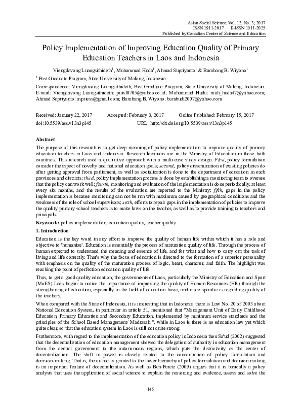 (PDF) Policy Implementation of Improving Education Quality of Primary ...