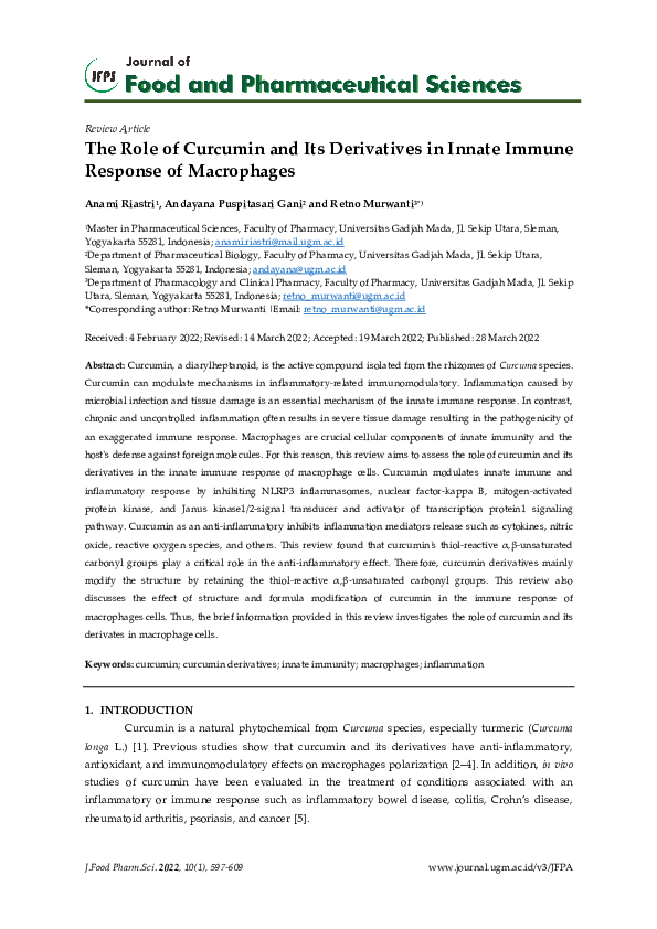 (PDF) The Role of Curcumin and Its Derivatives in Innate Immune ...