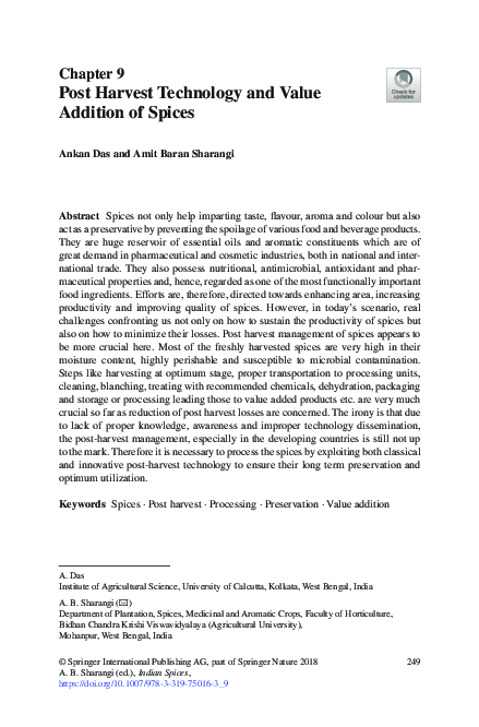 (PDF) Post Harvest Technology and Value Addition of Spices