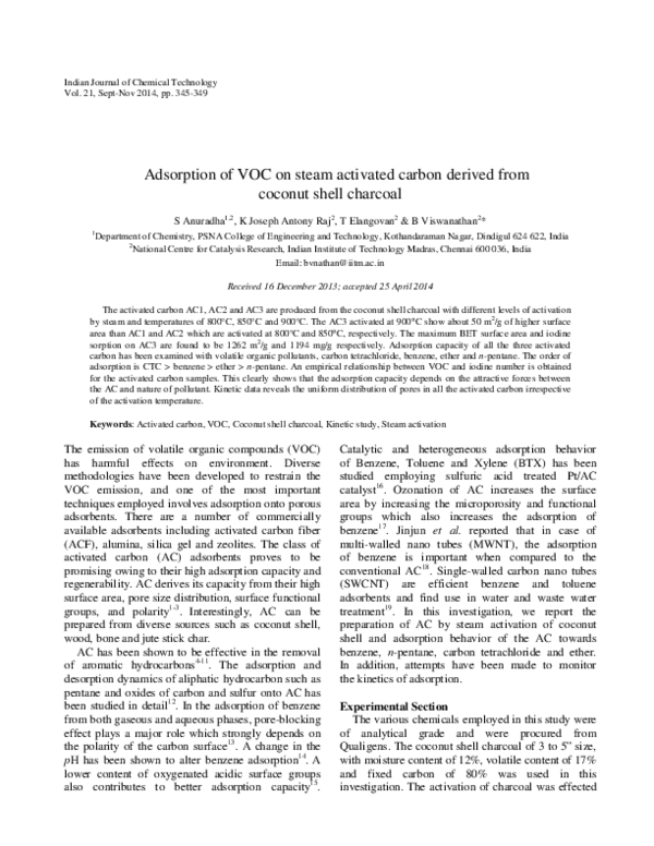 (PDF) Adsorption of VOC on steam activated carbon derived from coconut ...