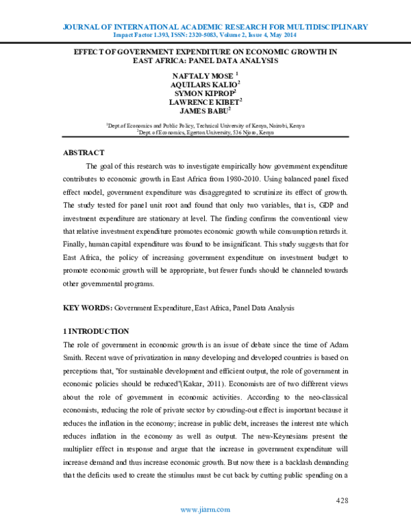 (PDF) Effect of Government Expenditure on Economic Growth in East ...