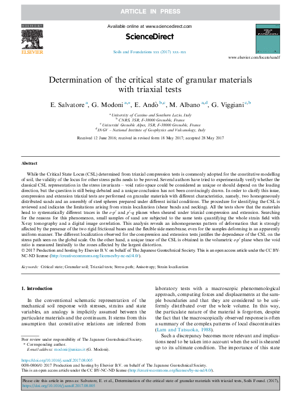 (PDF) Determination of the critical state of granular materials with ...