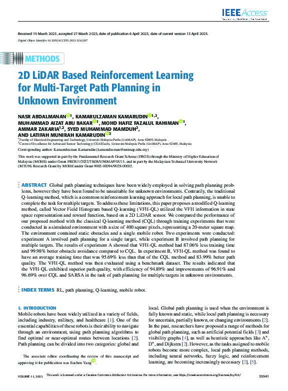 (PDF) 2D LiDAR Based Reinforcement Learning for Multi-Target Path ...