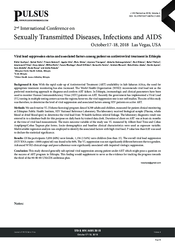 (PDF) Viral load suppression status and associated factors among ...