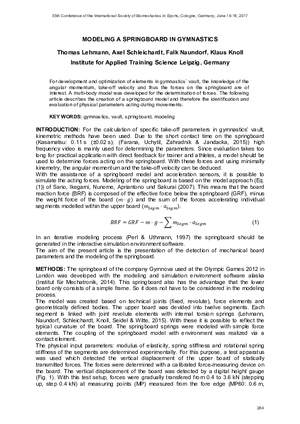 (PDF) Modeling a Springboard in Gymnastics