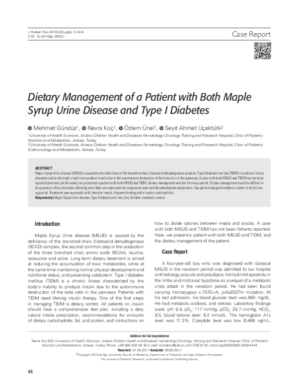 (PDF) Dietary Management of a Patient with Both Maple Syrup Urine ...
