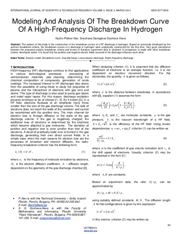 (PDF) Modeling And Analysis Of The Breakdown Curve Of A High-Frequency ...