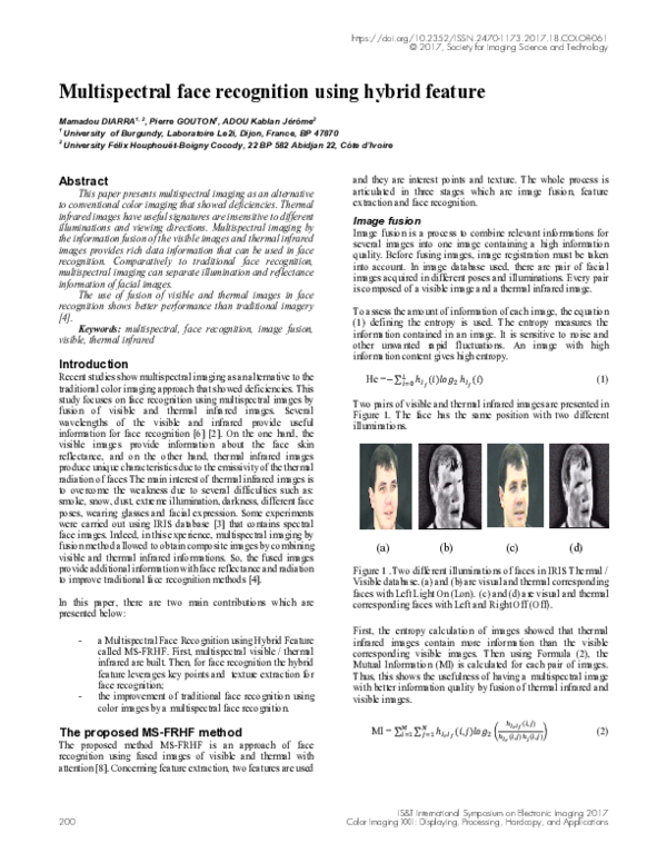 (PDF) Multispectral face recognition using hybrid feature