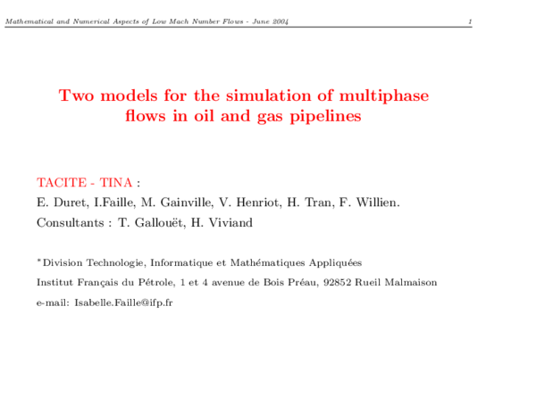 (PDF) Two models for the simulation of multiphase flows in oil and gas ...