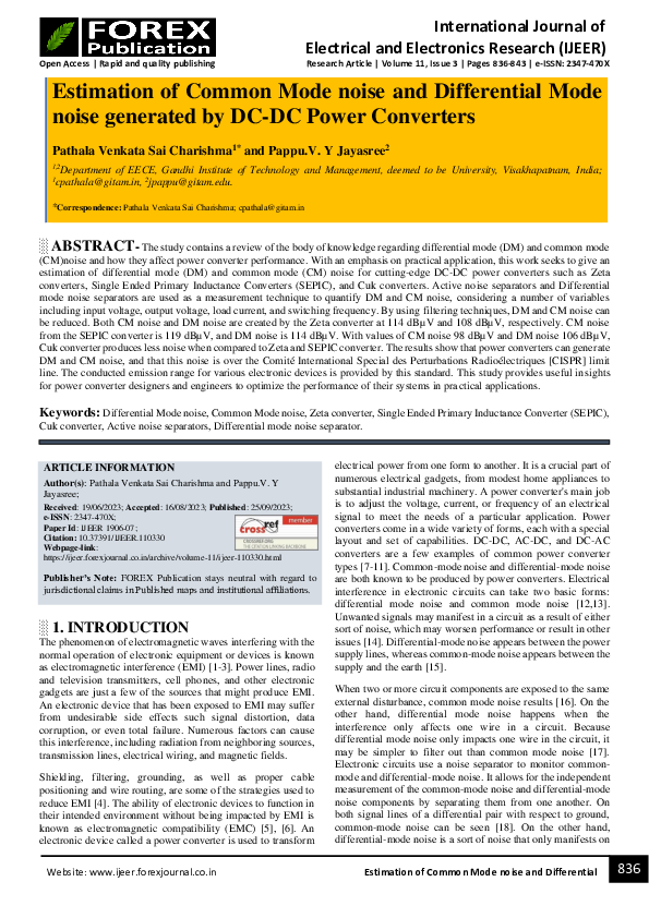 (PDF) Estimation of Common Mode noise and Differential Mode noise ...