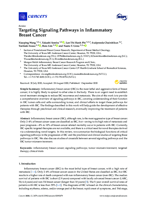 (PDF) Targeting Signaling Pathways in Inflammatory Breast Cancer
